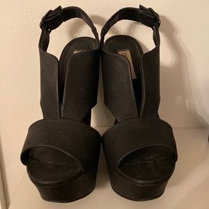 Steve Madden Black Wedge Sandals